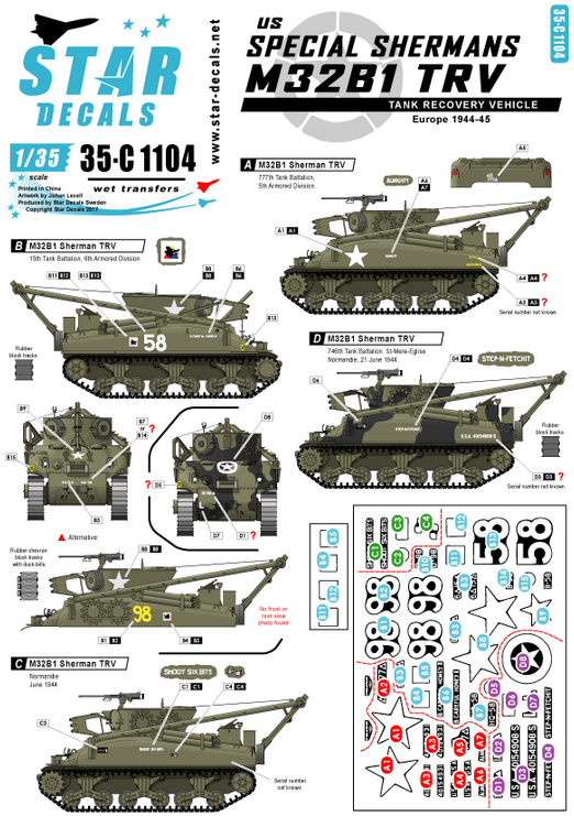 1:35 US Special Shermans - M32B2 TRV. US M32B2 Tank Recovery Vehicle.