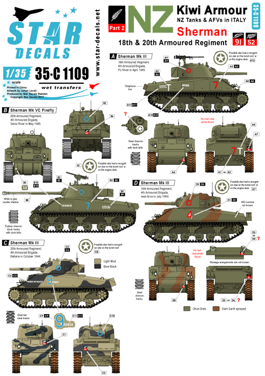 1:35 Kiwi Armour # 2. Shermans & Firefly - NZ 18th and 20th Armoured Reg.
