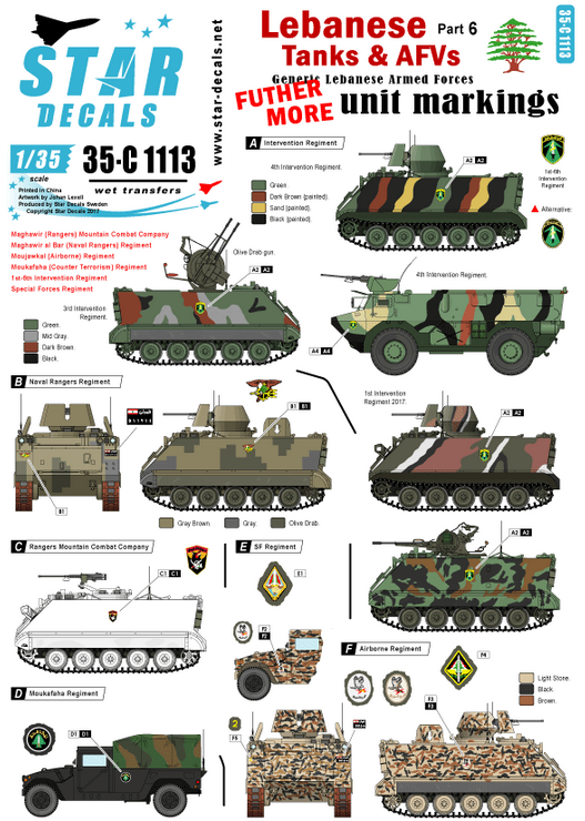 1:35 Lebanese Tanks & AFVs #6. Futher more generic unit insignias for tanks and AFVs.