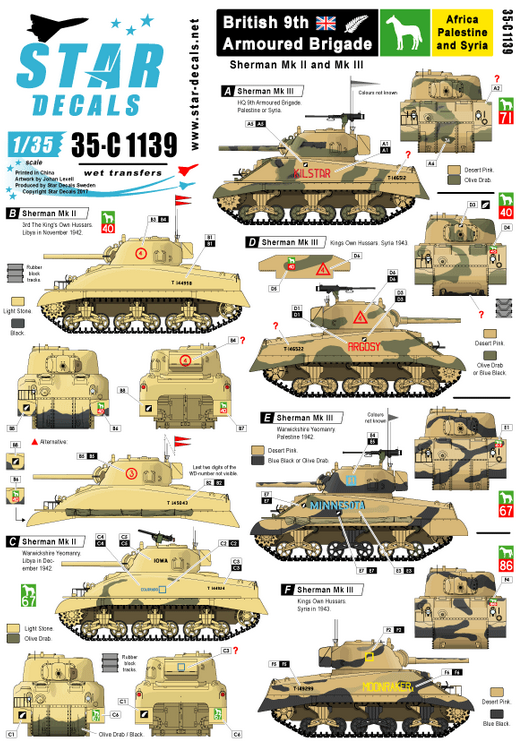 1:35 British 8th Armoured Brigade. Sherman Mk II and III in North Africa and the Middle East.