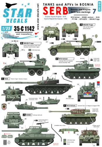1:35 Tanks & AFVs in Bosnia # 7. Serbian M84, Hellcat, M36B2, M53/59 Praga, PT-76, BTR-50PK.