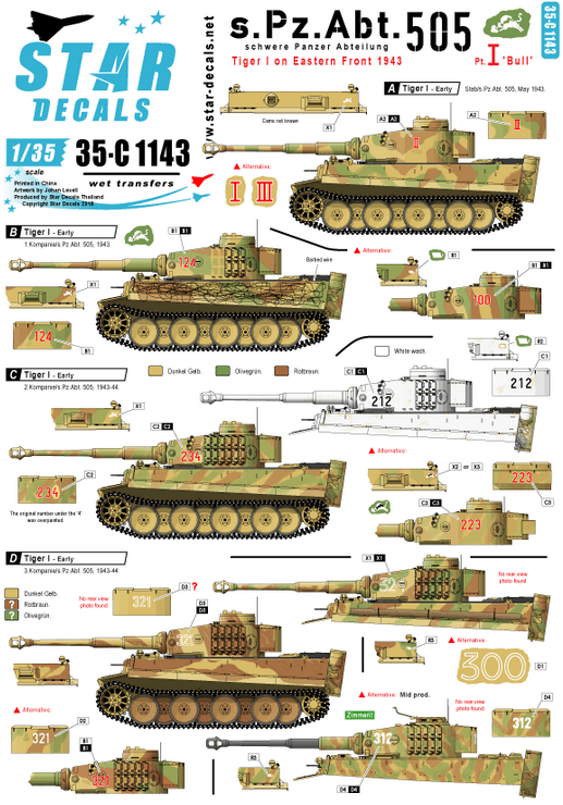 1:35 Schwere Pz.Abt. 505. Early and Mid production Tiger I with 'Bull' marking.
