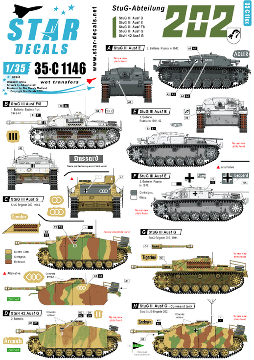 1:35 StuG-Abt. 202. StuG III Ausf B/E/F8/G and StuH 42.