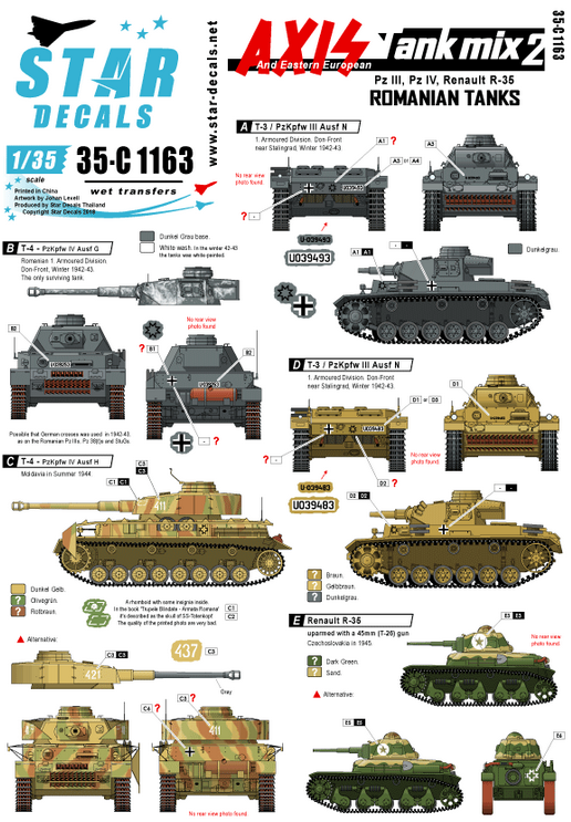 1:335 Axis Tank mix # 2. Romanian tanks in WW2, Pz III Ausf N, Pz IV Ausf G / H / J, and R-35.