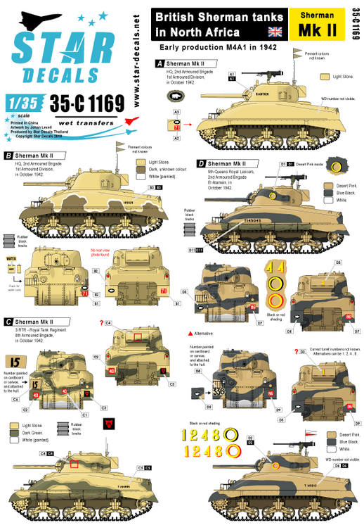 1:35 Sherman Mk II in 1942. British Sherman tanks in North Africa.