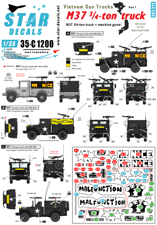 1:35 Vietnam Gun Trucks # 7. Up armoured 37 3/4 ton trucks, 'MR NICE', 'MALFUNCTION', 'OTTO'