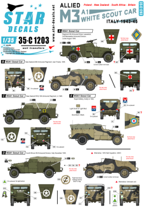 1:35 Allied M3A1 White Scout Car. Polish, NZ, South African and British M3A1s in Italy 1943-45.