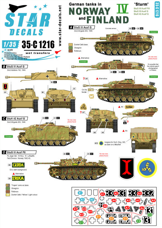 1:35 German Tanks in Norway & Finland # IV. StuG III Ausf F/2, StuG III Ausf G, StuH 42 Ausf G.