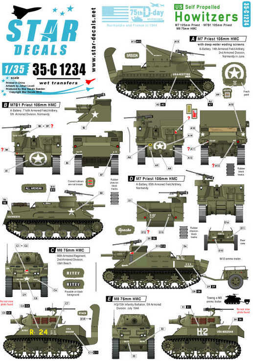 1:35 US S.P. Howitzers. M7 Priest and M8 HMC. 75th-D-Day-Special.