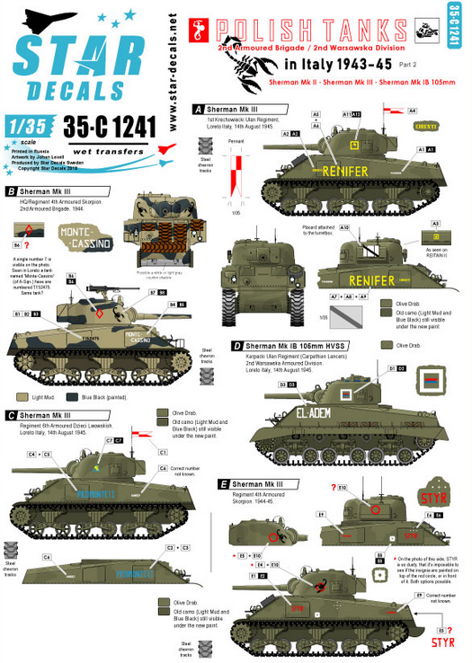 1:35 Polish Tanks in Italy 1943-45 # 2. Sherman Mk II, Mk III and Mk IB(105mm).