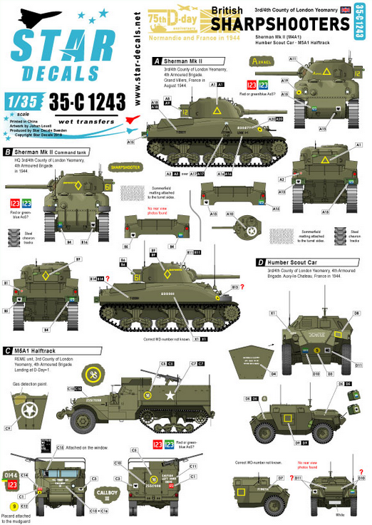 1:35 British Sharpshooters. 75th D-Day Special. Shermans and AFVs of 3rd/4th CLY.