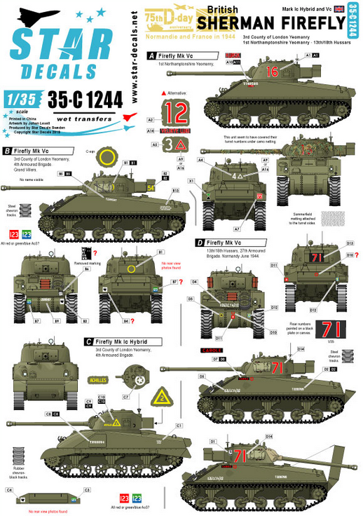 1:35 British Sherman Firefly. 75th D-Day Special. Firefly Mk IC Hybrid and Mk VC.