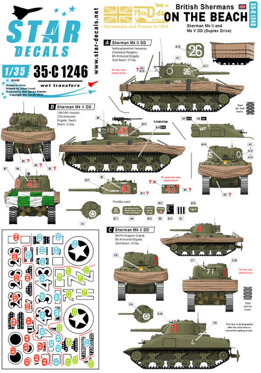 1:35 British Shermans on the Beach. 75th D-Day Special. Swimming Sherman Mk II and Mk V DD.