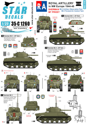 1:35 Royal Artillery # 3. Sherman OP tanks and M7 Priest HMC in NW Europe.
