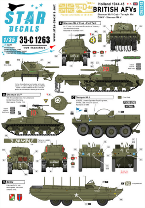 1:35 British Tanks & AFVs in Holland. Sherman Mk V, Sherman Crab, DUKW, Terrapin.
