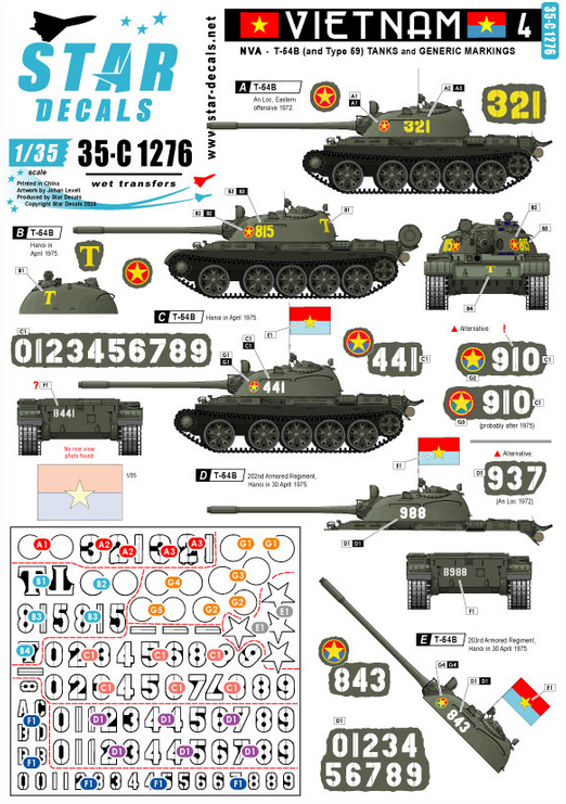 1:35 Vietnam # 4. NVA North Vietnamese T-54 tank markings.