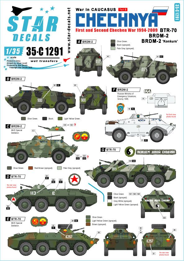 1:35 War in Caucasus # 5. 1st and 2nd Chechen War 1994-2009. Soviet BTR-70, BRDM-2, BRDM-2 Konkurs.