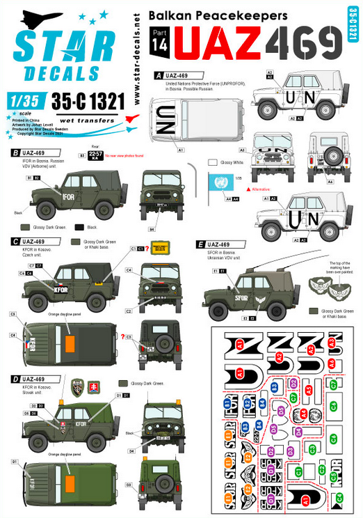 1:35 UAZ-469 UN, IFOR, SFOR and KFOR markings in Bosnia and Kosovo