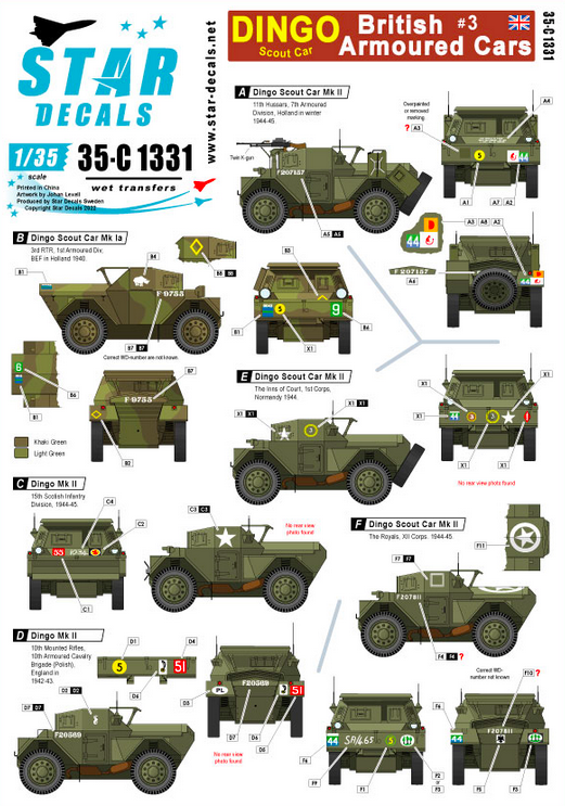 1:35 British Armoured Cars # 3. Dingo Scout Car. From BEF to VE-Day.