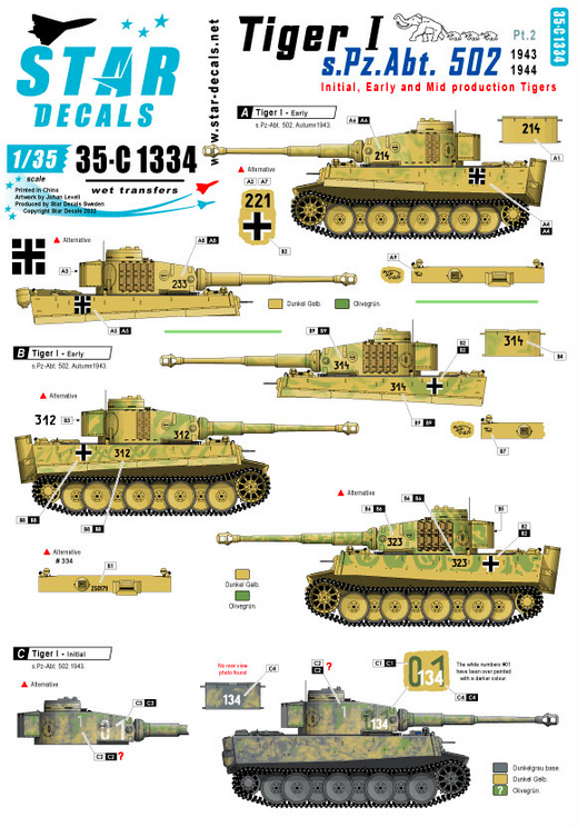 1:35 Tiger I. sPzAbt 502 # 2. Initial / Early / Mid production Tigers 1943-44.