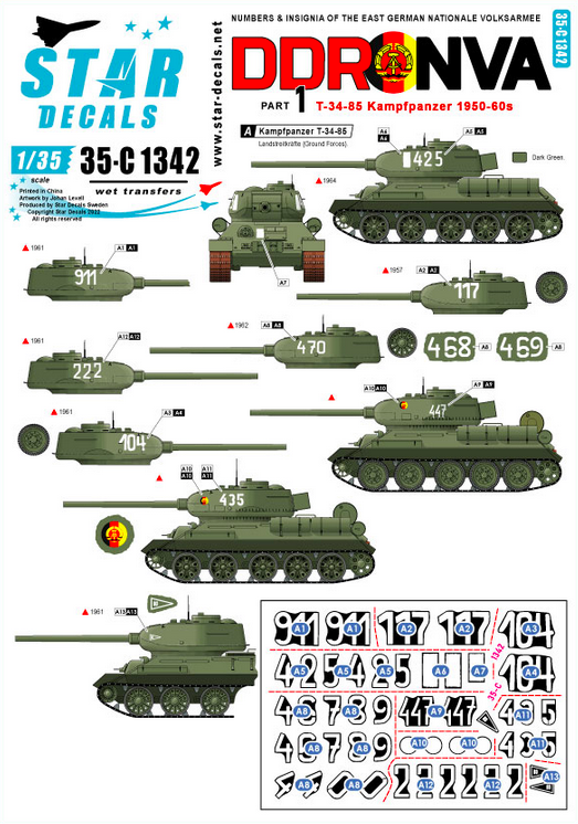1:35 DDR-NVA # 1. East Germany. T-34-85 Kampfpanzer 1950-60s.