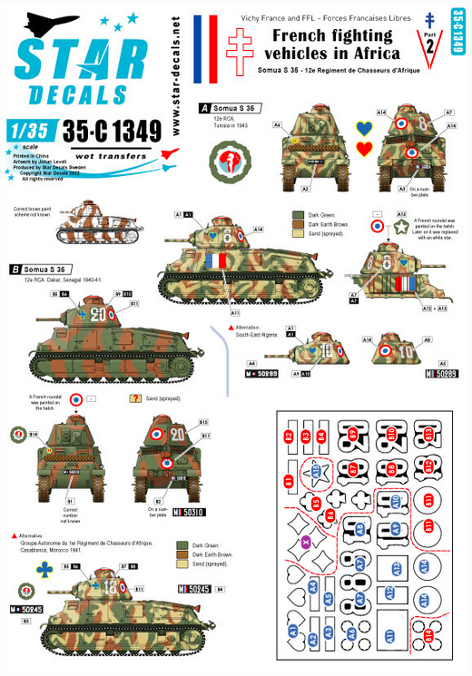 1:35 French fighting vehicles in Africa. Somua S 35 - 12eme Régiment de Chasseurs d'Afrique.