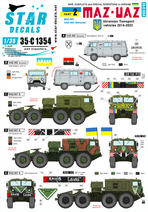 1:35 War in Ukraine # 2. Ukrainian transport vehicles 2014-2022. MAZ-537 tank transporter, UAZ-452 'Buhanka'.