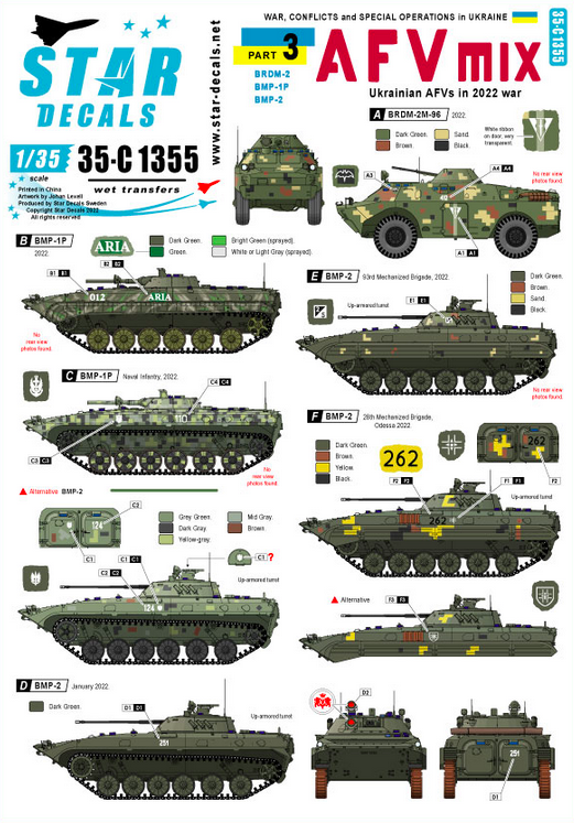 1:35 War in Ukraine # 3. Ukrainian AFVs 2022 war. BRDM-2, BMP-1P and BMP-2.