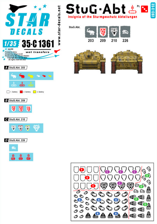 1:35 StuG-Abt # 3. Generic insignia and unit markings for the Sturmgeschütz units.
