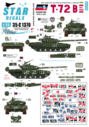 1:35 War in Ukraine # 5. T-72B (1986) from the Donetsk Republic, in 2022.
