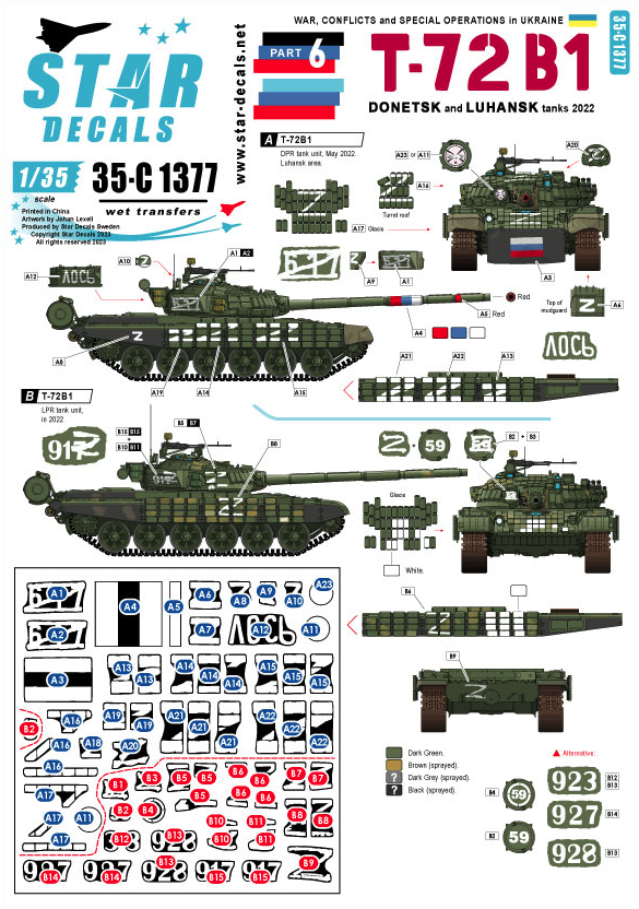1:35 War in Ukraine # 6. T-72B1 from the Donetsk and Luhansk Republics, in 2022.