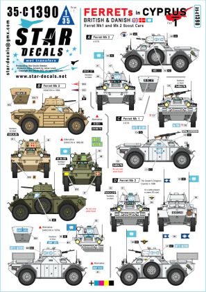 1:35 Ferrets In Cyprus #1 - British And Danish Ferret Mk 1 And Mk 2 Scout Cars - 4 RTR, The Queens Dragoon Guards And DANCON