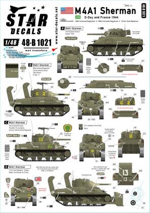 1:48 US M4A1 Sherman - D-Day And France In 1944 - 32nd Armored Regiment, 66th Armored Regiment And 741th Tank Bn
