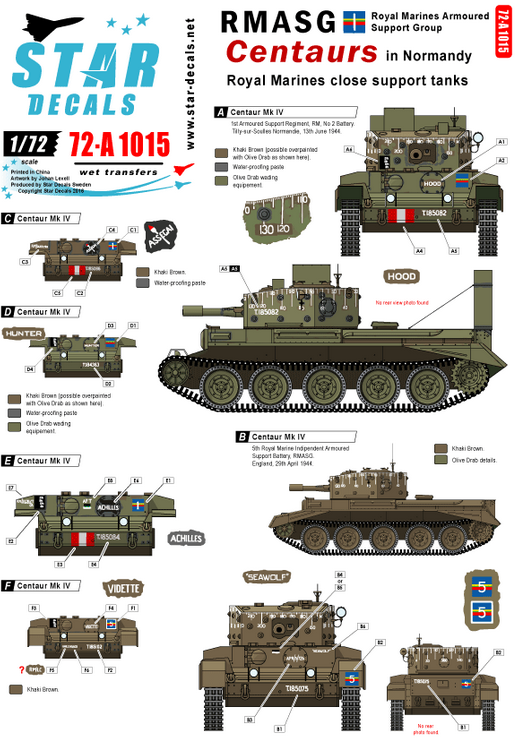 1:72 RMASG Centaurs. Royal Marines Support tanks in Normandy.