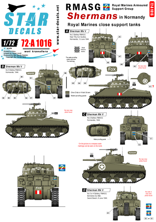 1:72 RMASG Shermans. Royal Marines Support tanks in Normandy.