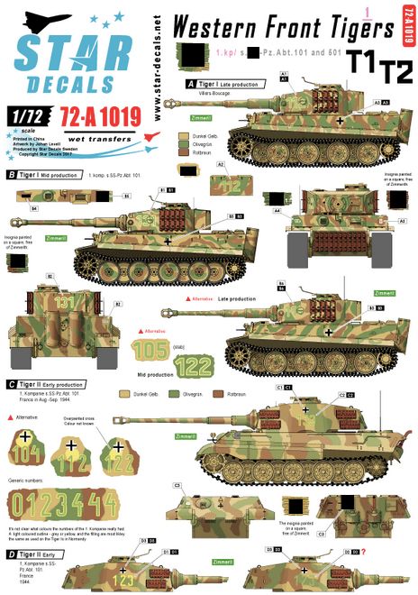 1:72 Western Front Tigers # 1. 1. Komp./ s.SS.Pz-Abt. 101/501 Tiger I and Tiger II.