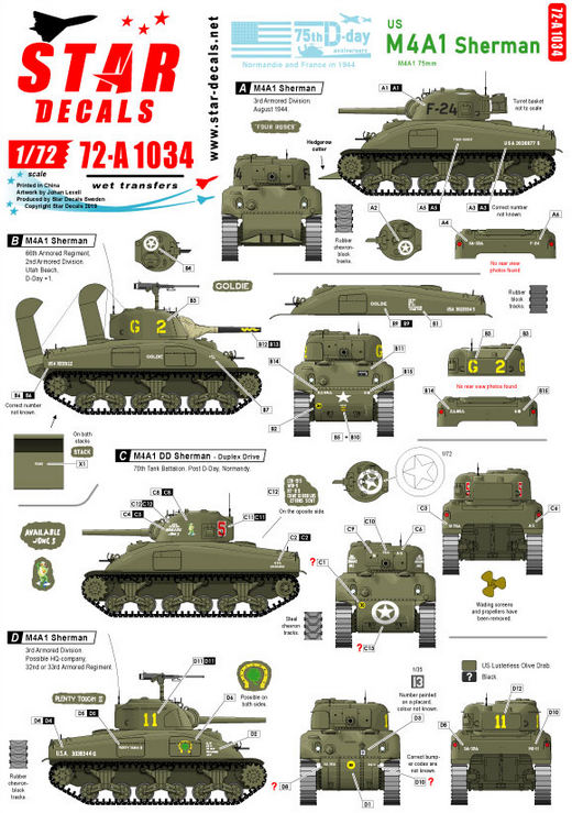 1:72 US M4A1 Sherman. 75th-D-Day-Special.Normandy and France in 1944.