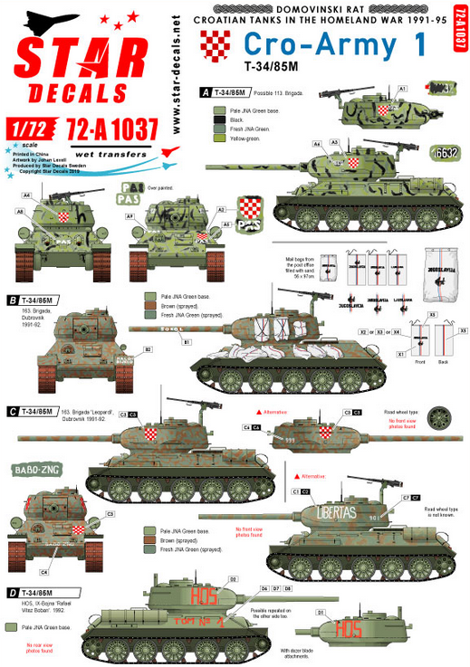 1:72 Cro-Army # 1. Croatian T-34/85 tanks 1991-95.