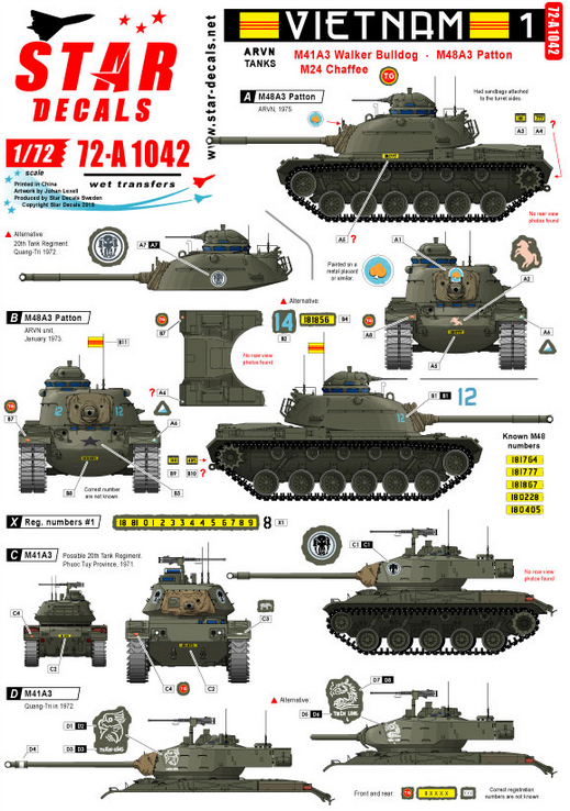 1:72 Vietnam # 1. ARVN M24 Chaffee, M41 Walker Bulldog and M48A3 Patton in South Vietnam.