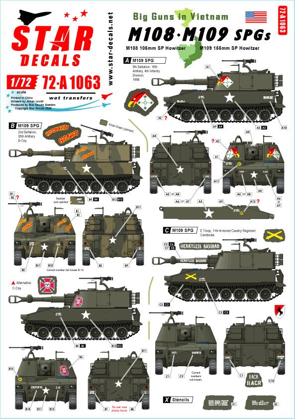 1:72 Big Guns in Vietnam. US M108 and M109 SP Guns.