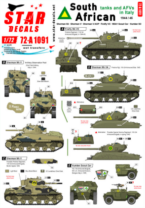 1:72 SA Tanks and AFVs in Italy. South African Sherman IIA, Firefly VC, Sherman V . . .
