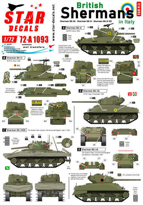 1:72 British Shermans in Italy. Sherman Mk IIA (76mm), Sherman Mk III . . .