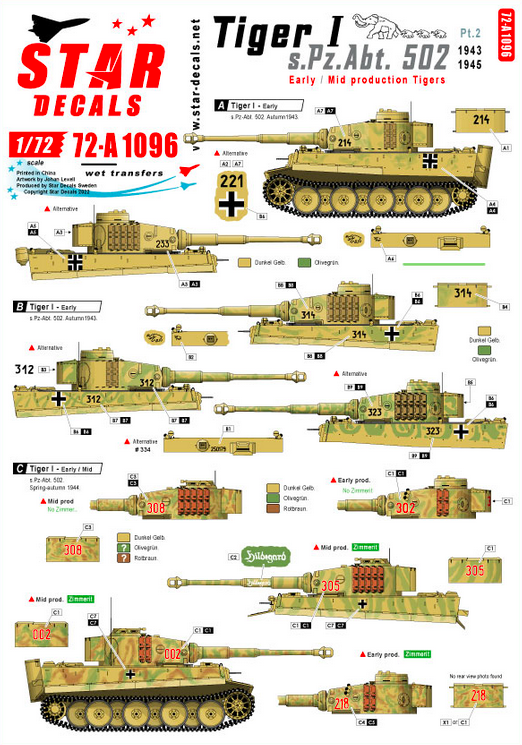 1:72 Tiger I. sPzAbt 502 # 2. Early / Mid production Tigers.1943-45.