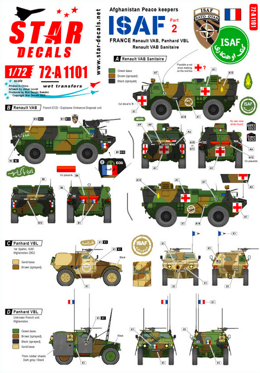 1:72 ISAF-Afghanistan # 2. Peacekeepers from France. Renault VAB, VAB Sanitaire, Panhard VBL.