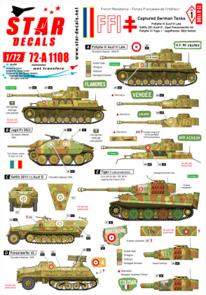 1:72 FFI # 1. Captured German Tanks. PzKpfw IV H Late , SdKfz 251 D, Panzerwerfer 42, Tiger I , JgPz38(t) Hetzer.