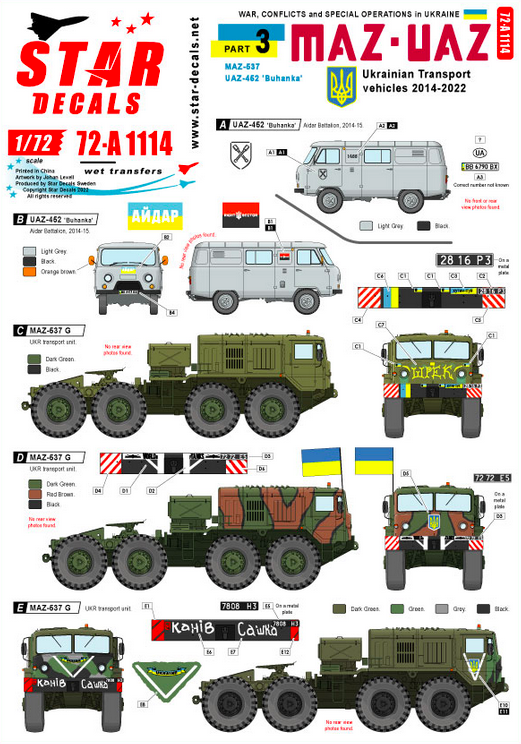 1:72 War in Ukraine # 3. Ukrainian transport vehicles 2014-2022. MAZ-537 transporter and UAZ-452 'Buhanka'.