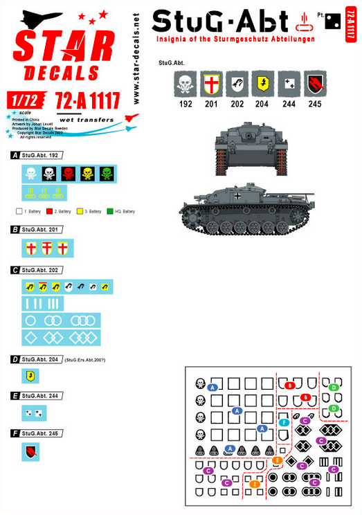 1:72 StuG-Abt # 2. Generic insignia and unit markings for the Sturmgeschütz units.
