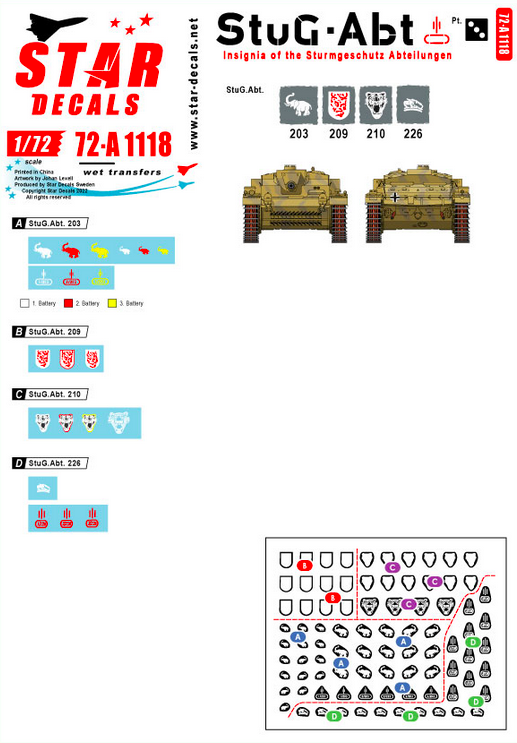 1:72 StuG-Abt # 3. Generic insignia and unit markings for the Sturmgeschütz units.