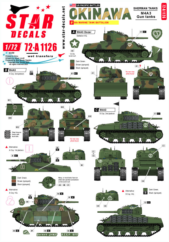 1:72 US Pacific Battles - Okinawa. USMC M4A3 Sherman tanks.