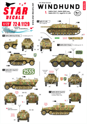 1:72 Windhund # 1. 116. Pz Division Windhund. SdKfz 234/1, Sdkfz 250/9 neu, Sdkfz 251/1 D, Jagd-Pz IV L/48.